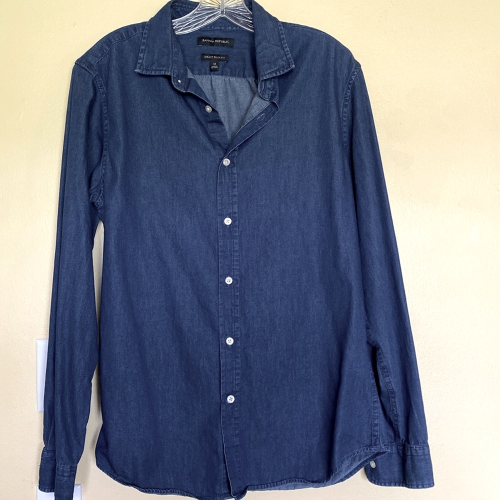 Banana Republic Indigo Blue Denim Grant slim fit Button-Down Shirt size M